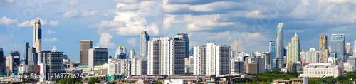 Panorama image - Modern building in business district at Bangkok city  Thailand.