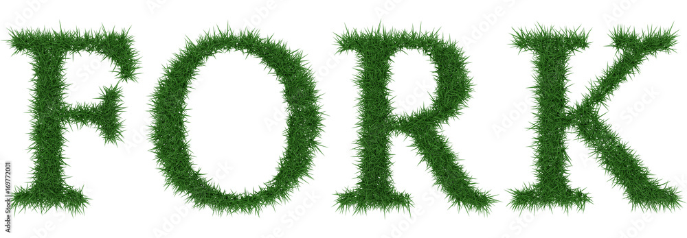 Fork - 3D rendering fresh Grass letters isolated on whhite background. Fork - 3D rendering fresh Grass letters isolated on whhite background.