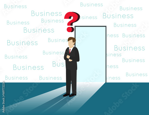 Business man with question mask