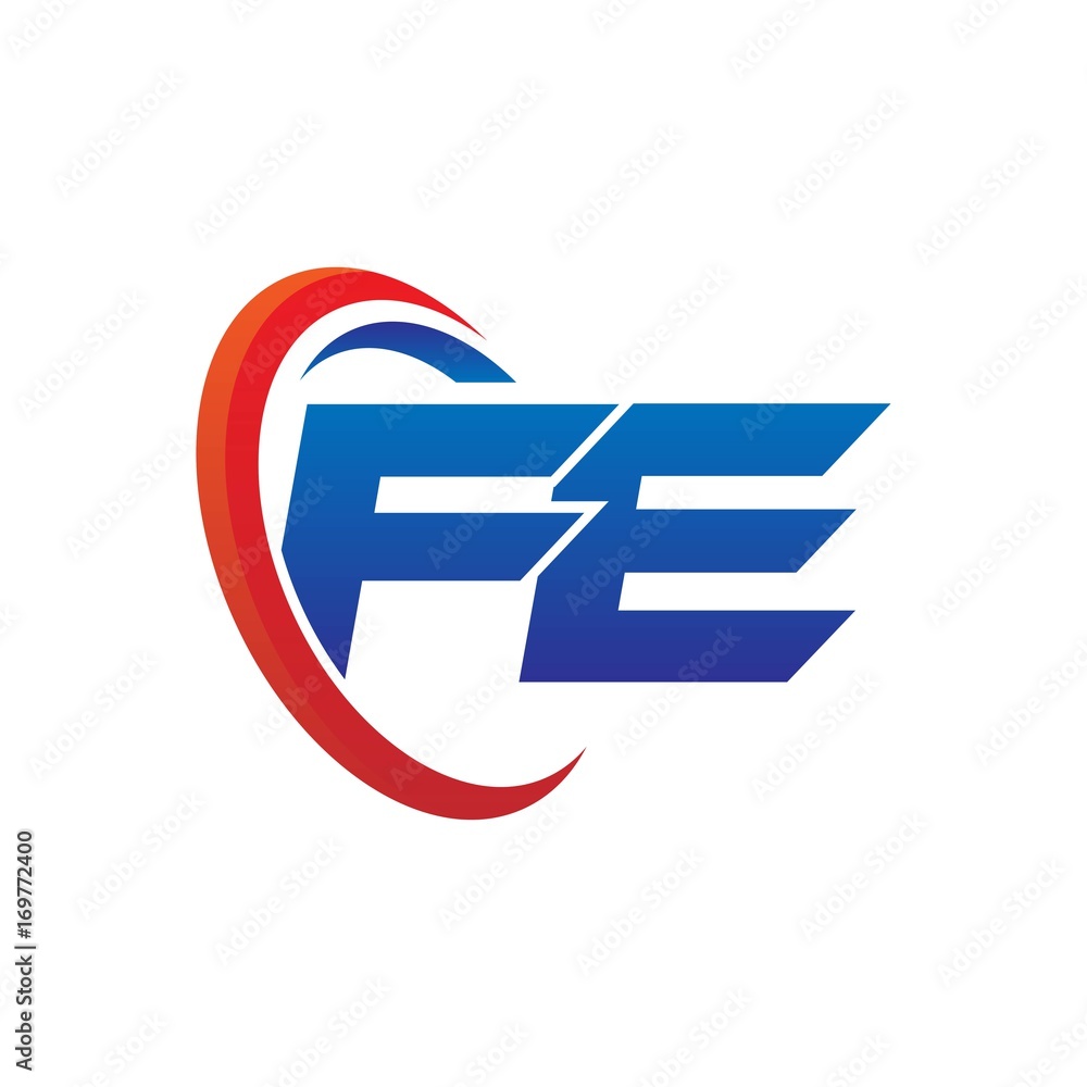 modern dynamic vector initial letters logo fe with circle swoosh red blue modern dynamic vector initial letters logo fe with circle swoosh red blue