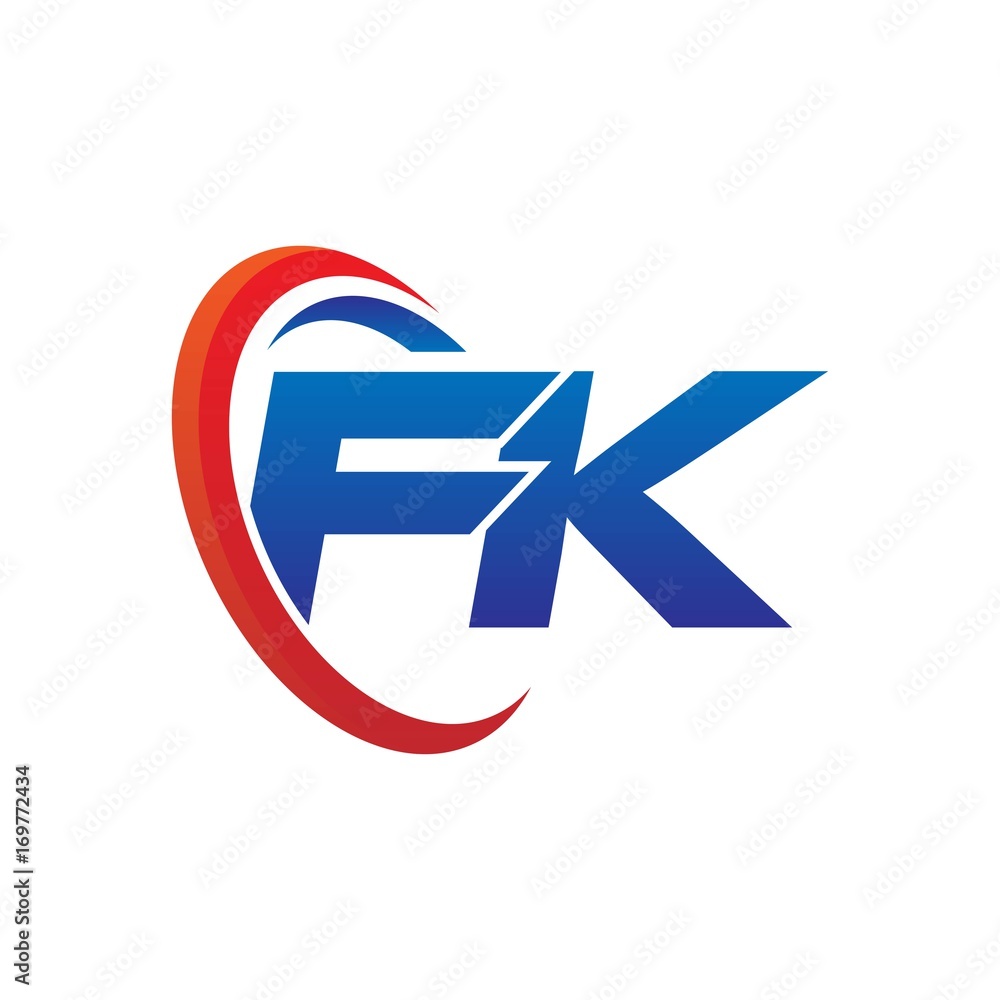 modern dynamic vector initial letters logo fk with circle swoosh red blue modern dynamic vector initial letters logo fk with circle swoosh red blue