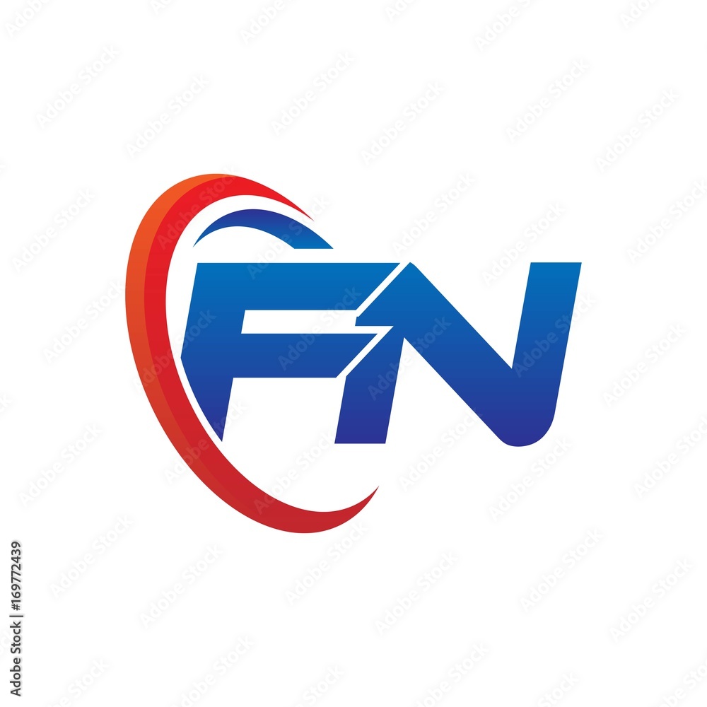 modern dynamic vector initial letters logo fn with circle swoosh red blue modern dynamic vector initial letters logo fn with circle swoosh red blue