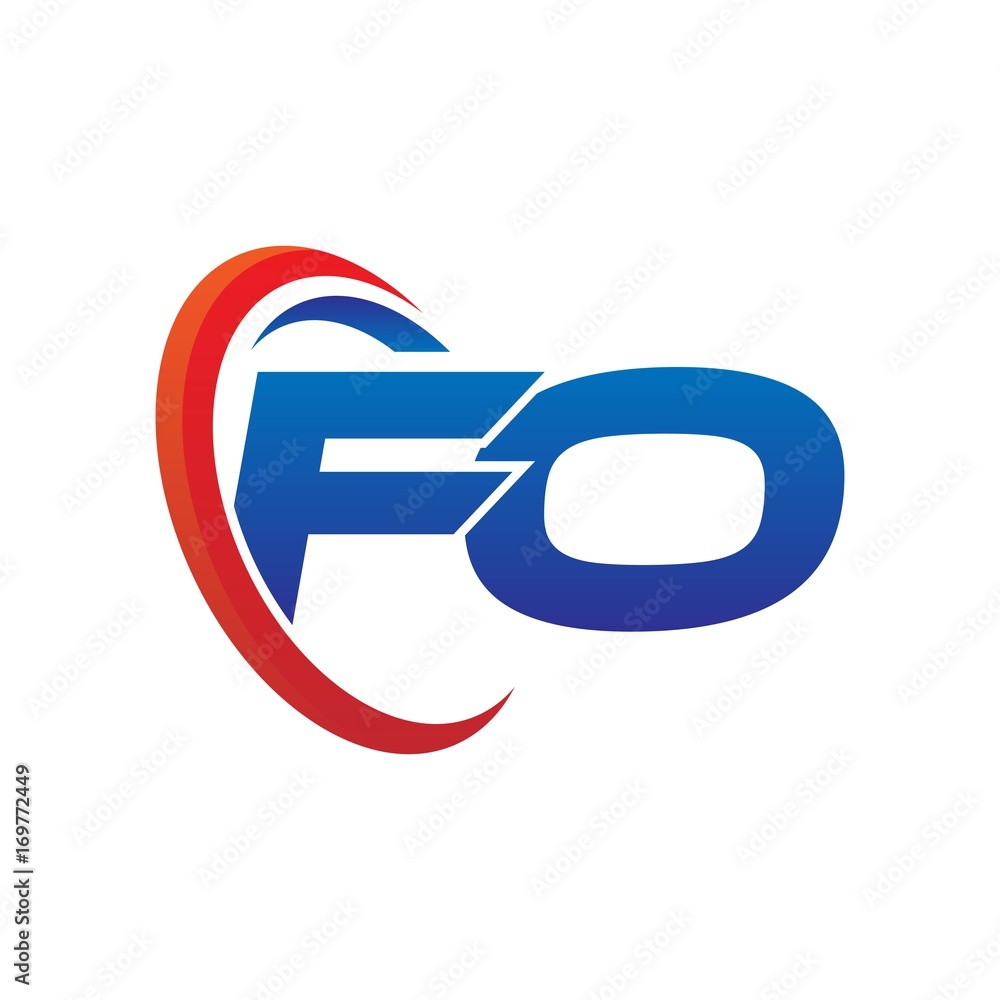 modern dynamic vector initial letters logo fo with circle swoosh red blue modern dynamic vector initial letters logo fo with circle swoosh red blue