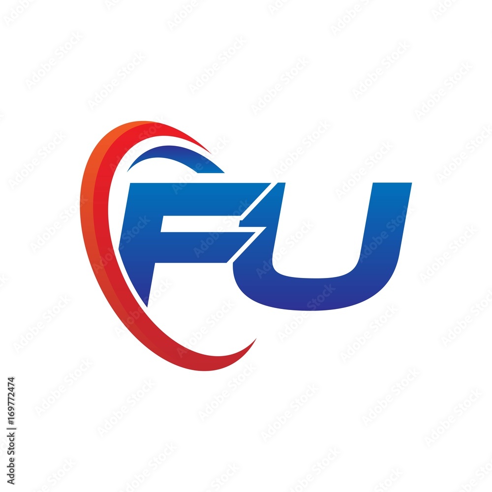 modern dynamic vector initial letters logo fu with circle swoosh red blue modern dynamic vector initial letters logo fu with circle swoosh red blue