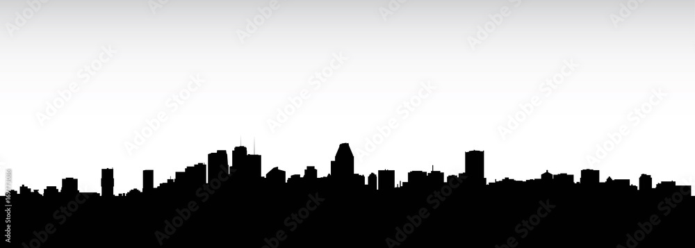 Skyline silhouette of the city of Montreal, Quebec, Canada.
