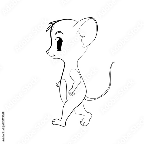 Funny mouse personage vector illustration isolated on white background. Cute wild animal, wildlife character in cartoon style.