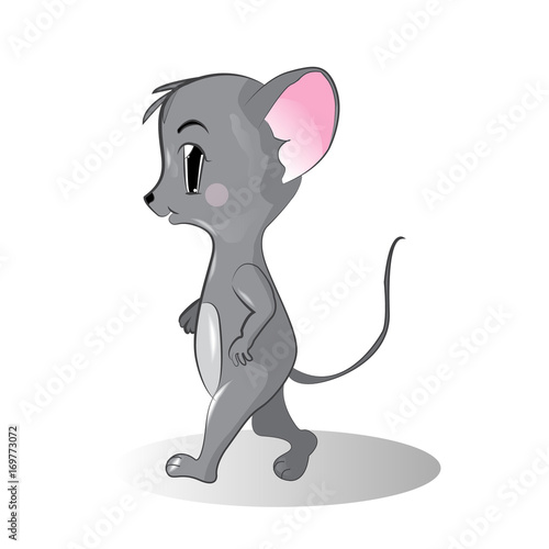 Funny mouse personage vector illustration isolated on white background. Cute wild animal, wildlife character in cartoon style.