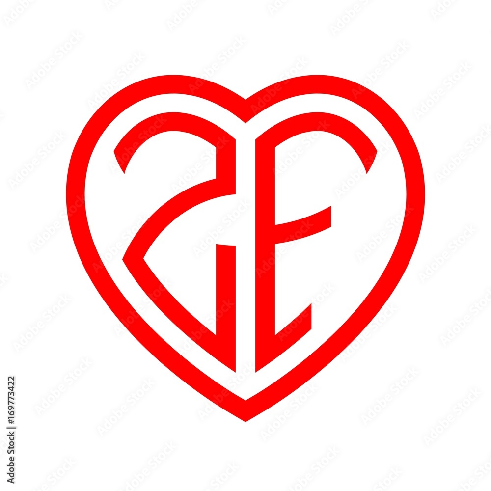 initial letters logo zf red monogram heart love shape initial letters logo zf red monogram heart love shape