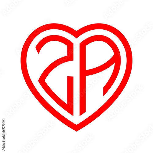 Free Download initial letters logo za red monogram heart love shape - GFXLoad