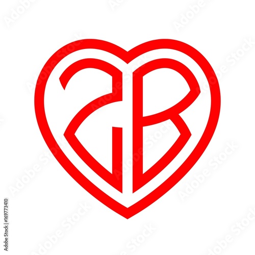 Free Download initial letters logo zb red monogram heart love shape - GFXLoad