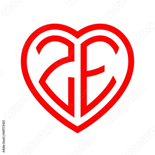 Free Download initial letters logo ze red monogram heart love shape - GFXLoad