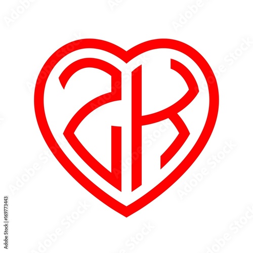 Free Download initial letters logo zk red monogram heart love shape - GFXLoad