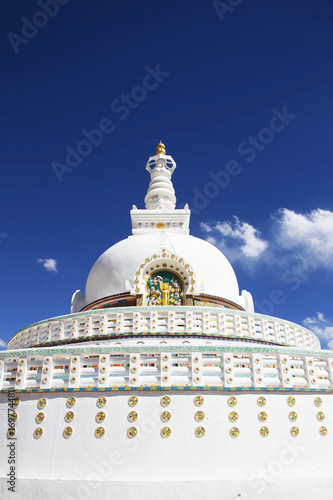 View of Tall Shanti stupa with beautiful sky, Leh, India