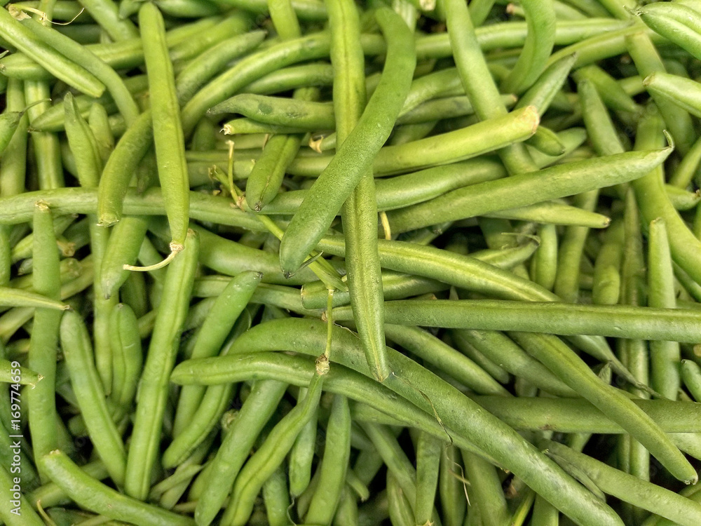 close up of raw green beans at the market close up of raw green beans at the market