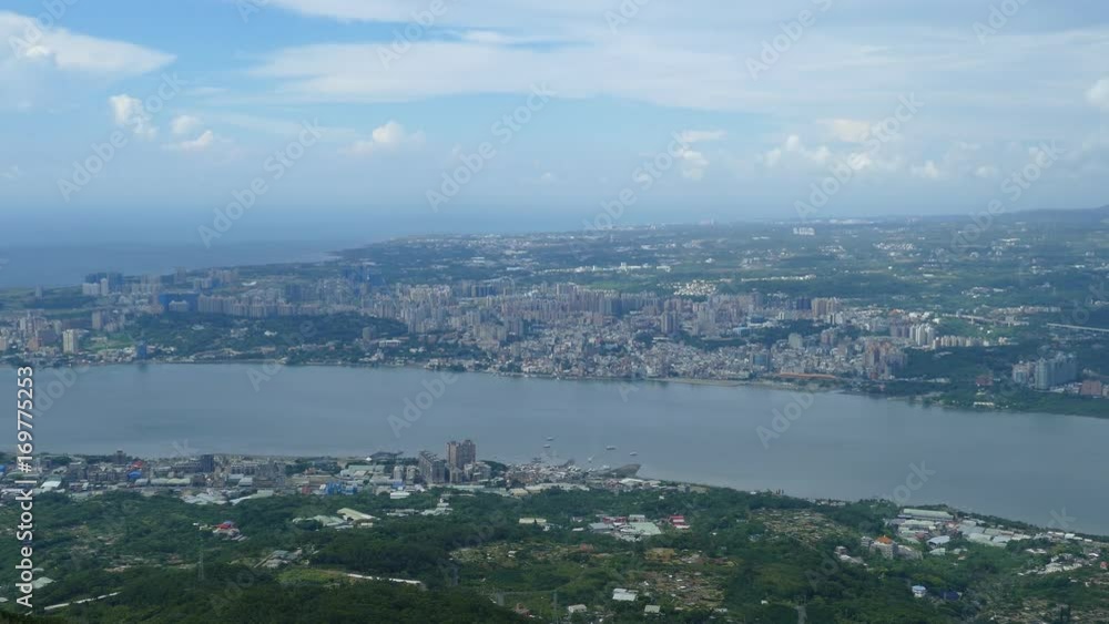 New Taipei City Guanyinshan hard hanling overlooking the freshwater river, Taiwan New Taipei City Guanyinshan hard hanling overlooking the freshwater river, Taiwan