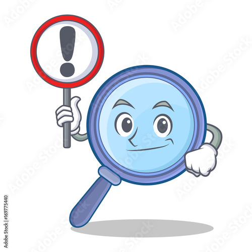 With sign magnifying glass character cartoon