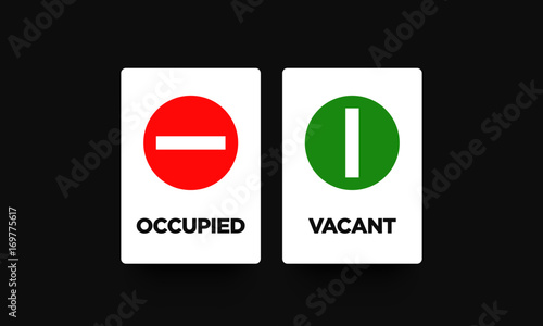 Occupied and Vacant Sign Flat Style Modern Design