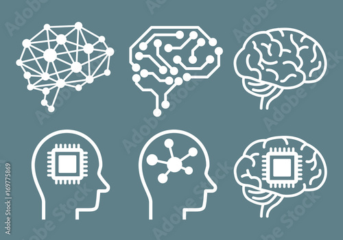 AI (artificial intelligence) icon set.