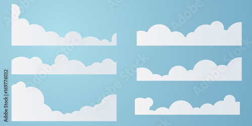 Big vector set of six white cloud gradation shapes