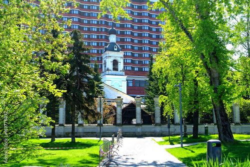 Orthodox Church near the Tretyakov gallery in spring photo