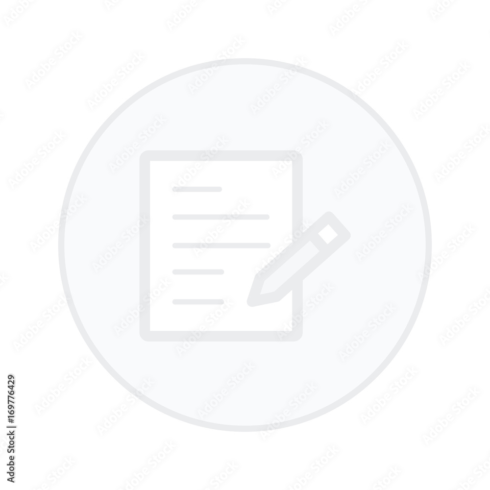 office paper with pencil white button icon office paper with pencil white button icon