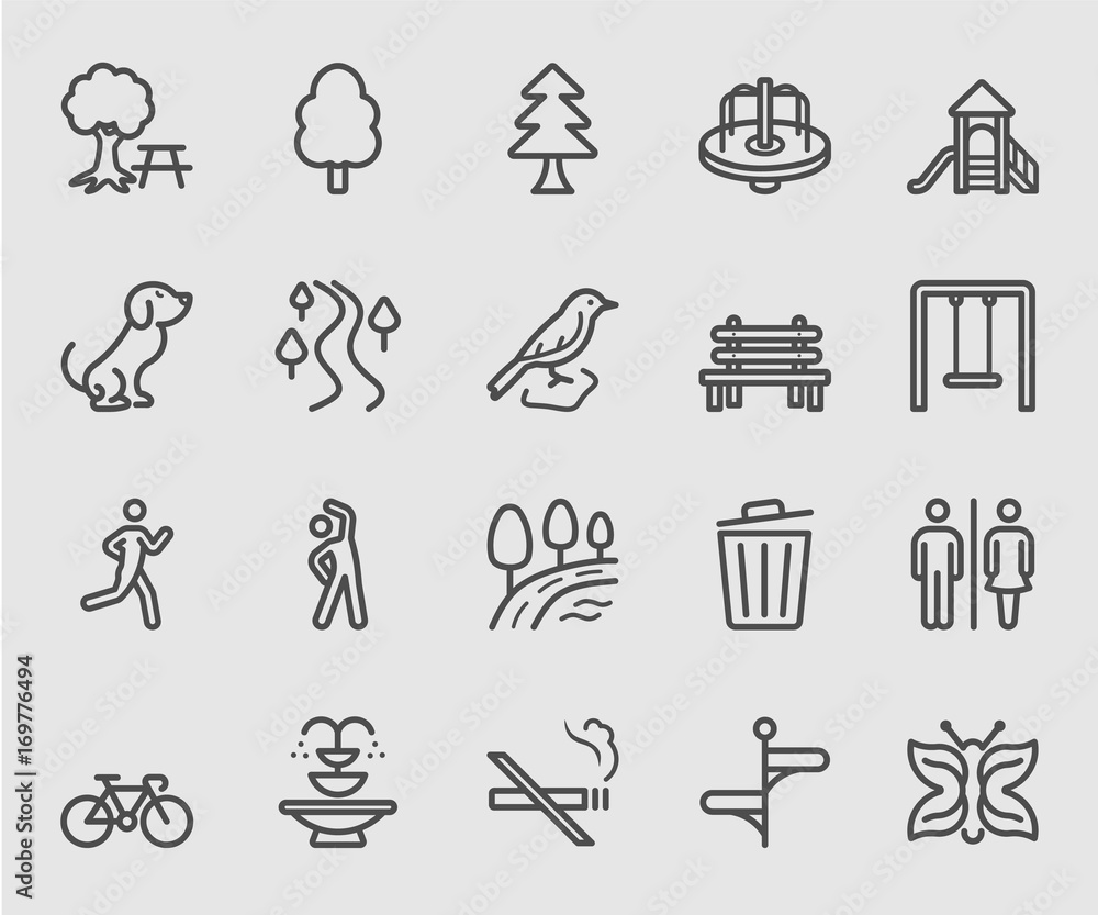 Fototapeta premium Park outdoor line icon