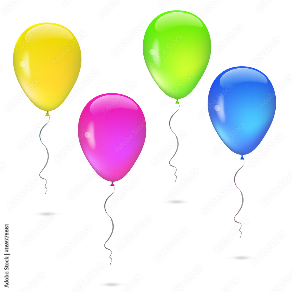 Set of balloons various colors, isolated on white backgound, 3D illustration, contains transparencies. Set of balloons various colors, isolated on white backgound, 3D illustration, contains transparencies.