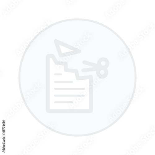 office paper and scissors  white button icon