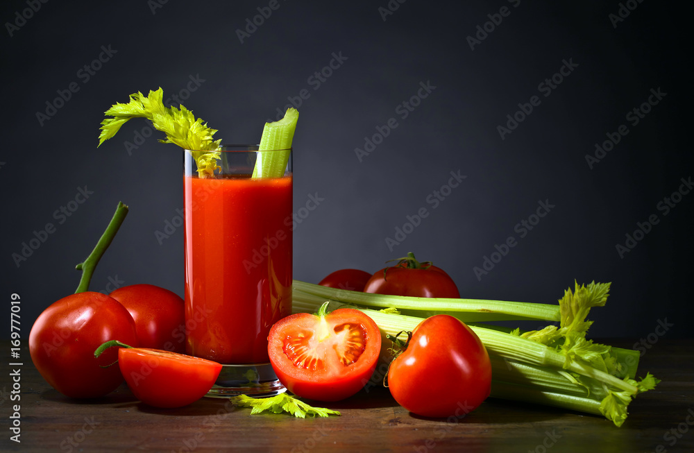 Tomato juice with celery sticks Tomato juice with celery sticks