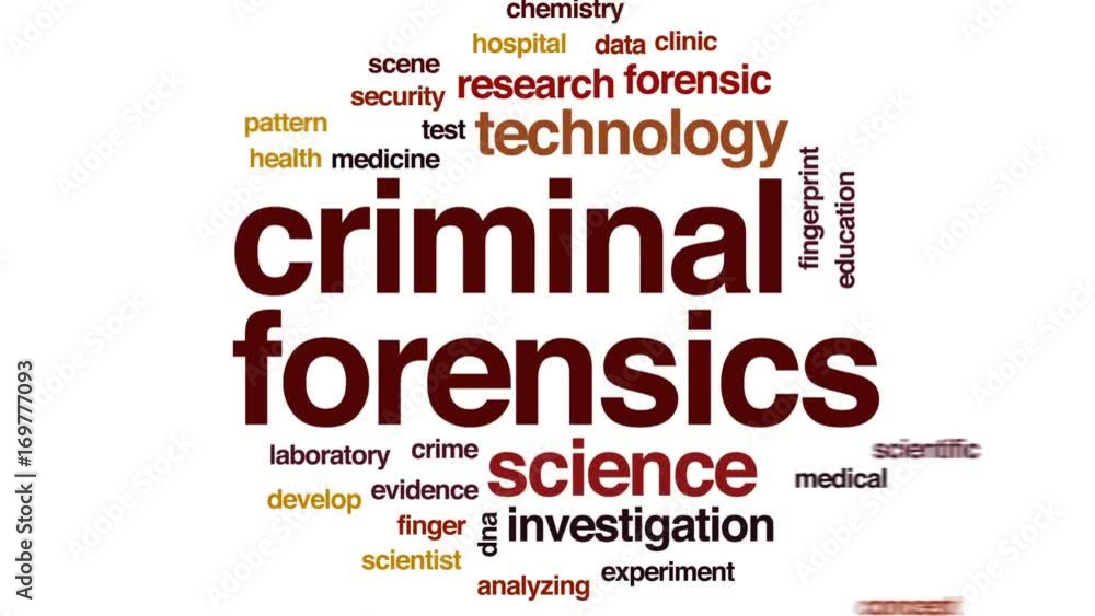 Criminal forensics animated word cloud, text design animation. Criminal forensics animated word cloud, text design animation.