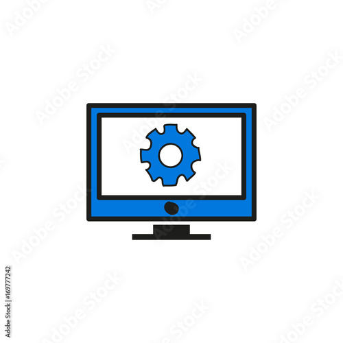doodle gear symbol on computer desktop
