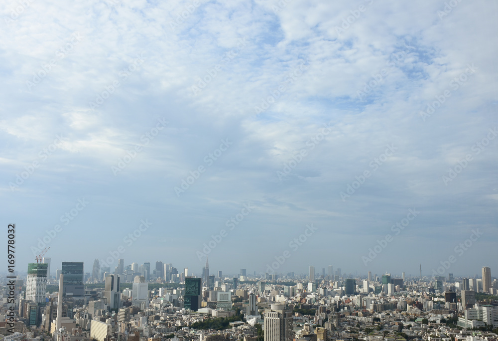 日本の東京都市景観「渋谷区や新宿区、豊島区などの高層ビル群などを望む」