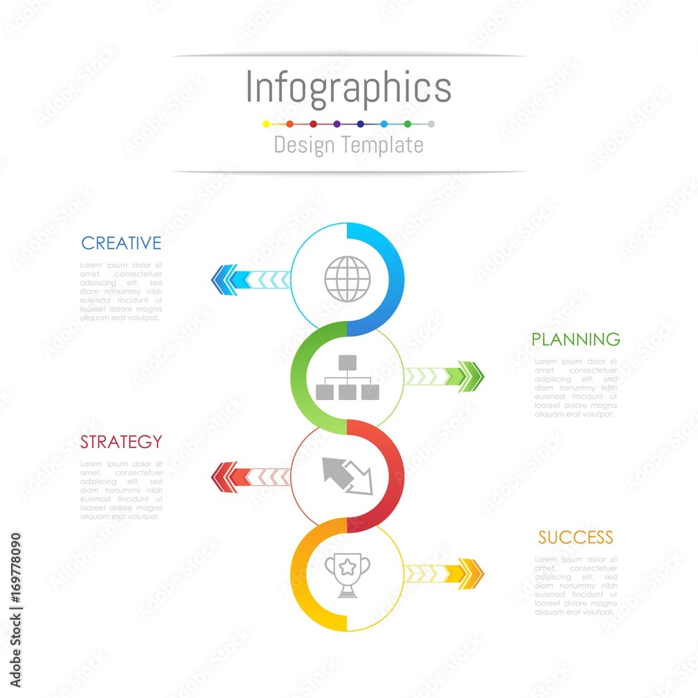 Fototapeta premium Infographic design elements for your business data with 4 options, parts, steps, timelines or processes. Vector Illustration.