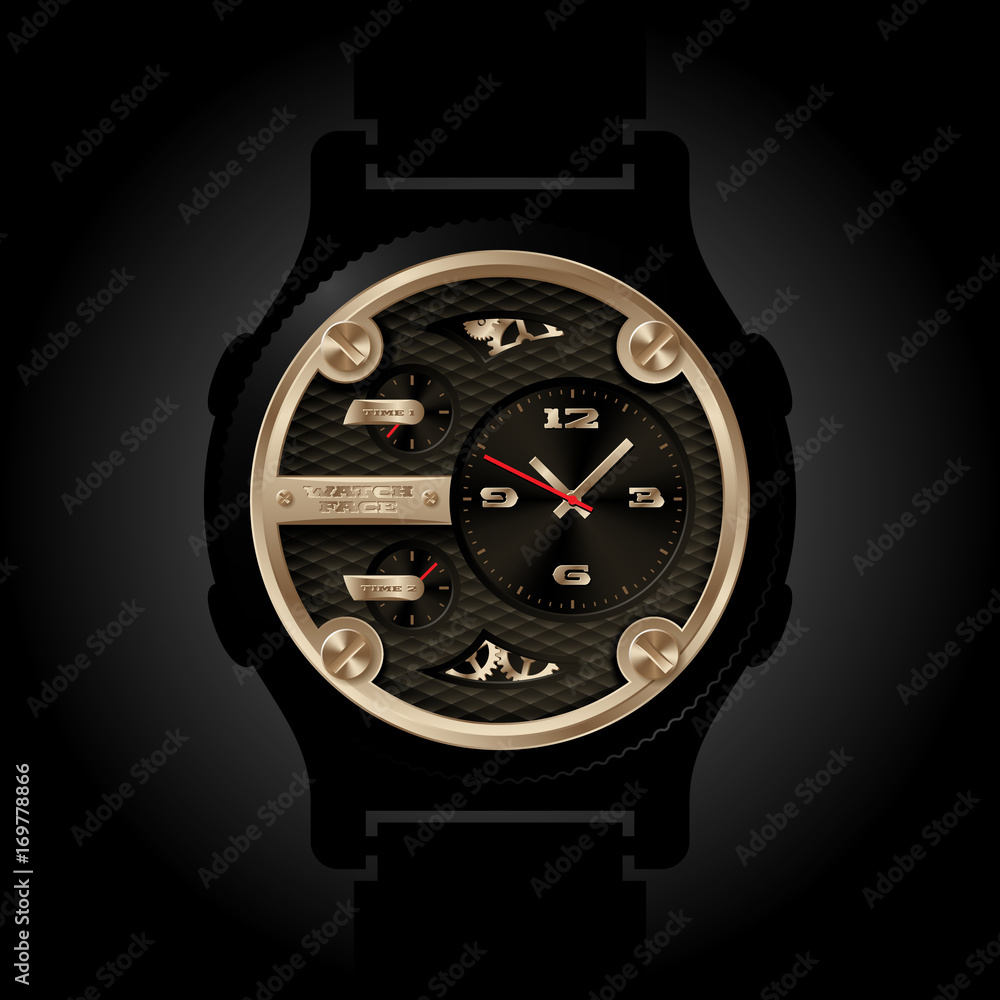 Vector smart watch face design illustration. Modern gadget conceptual