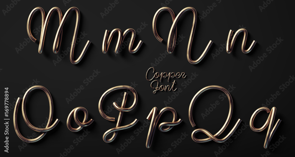 3d render of copper font with letters made of metal wire Stock Illustration  | Adobe Stock