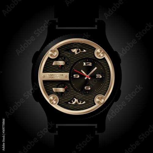 Vector smart watch face design illustration. Modern gadget conceptual interface.