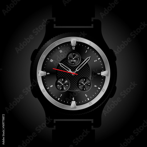 Vector smart watch face design illustration. Modern gadget conceptual interface.