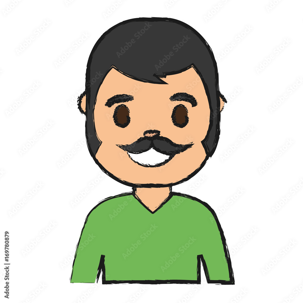 cartoon man smiling icon over white background vector illustration