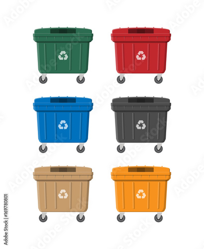 Huge waste trash can isolated on white.