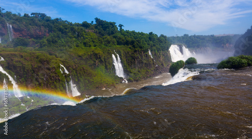 Waterfall Cataratas del Iguazu on Iguazu River  Brazil