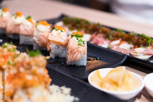 Japan food, nigiri sushi, food set