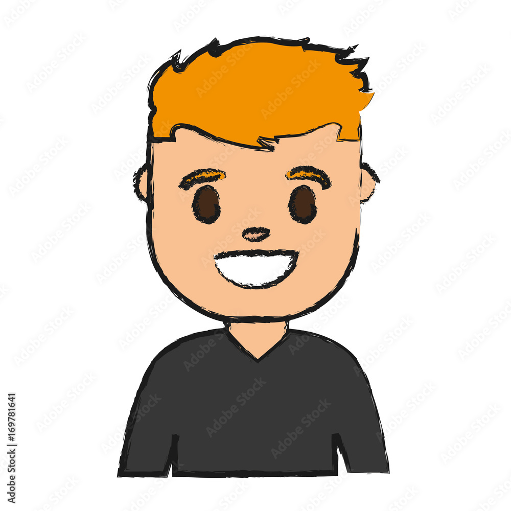 cartoon man smiling icon over white background vector illustration