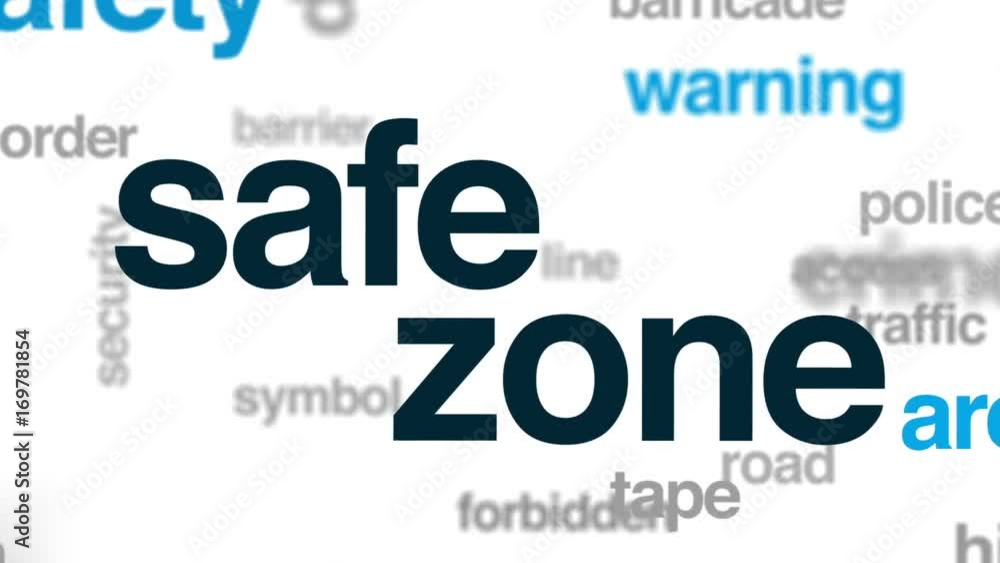 Safe zone animated word cloud, text design animation. Safe zone animated word cloud, text design animation.
