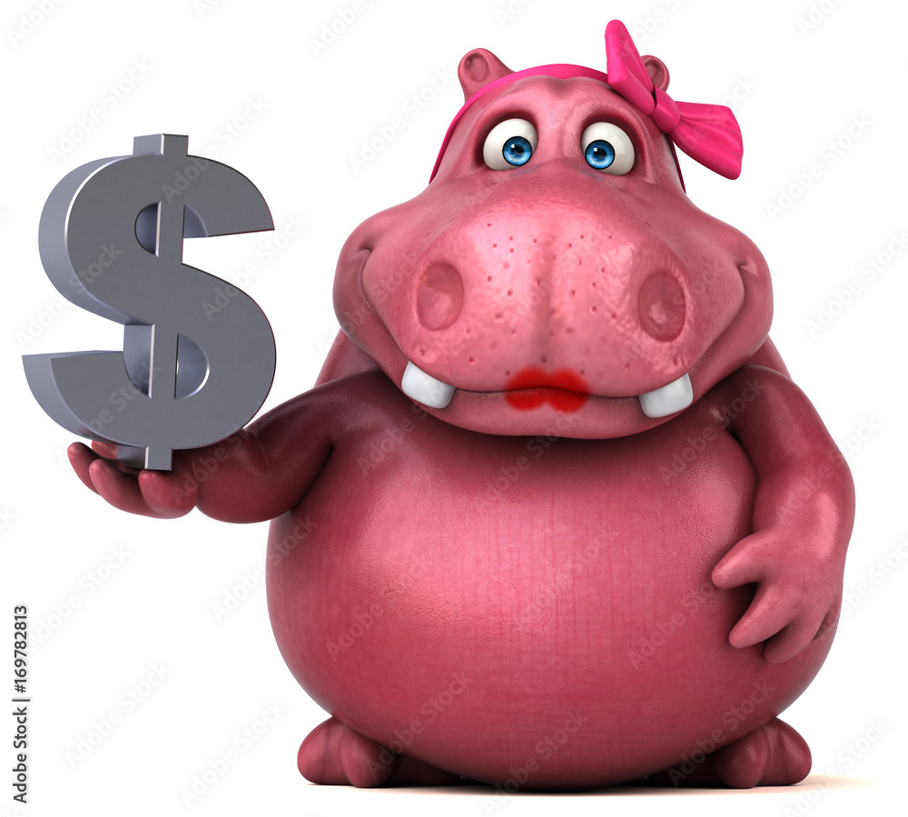 Pink Hippo - 3D Illustration Pink Hippo - 3D Illustration