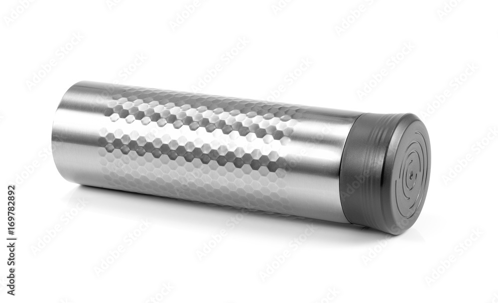 Aluminum bottle water isolated white background, metal thermos isolated on white Aluminum bottle water isolated white background, metal thermos isolated on white