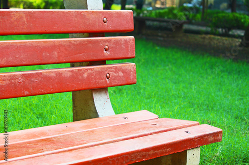 closeup of a bench in park