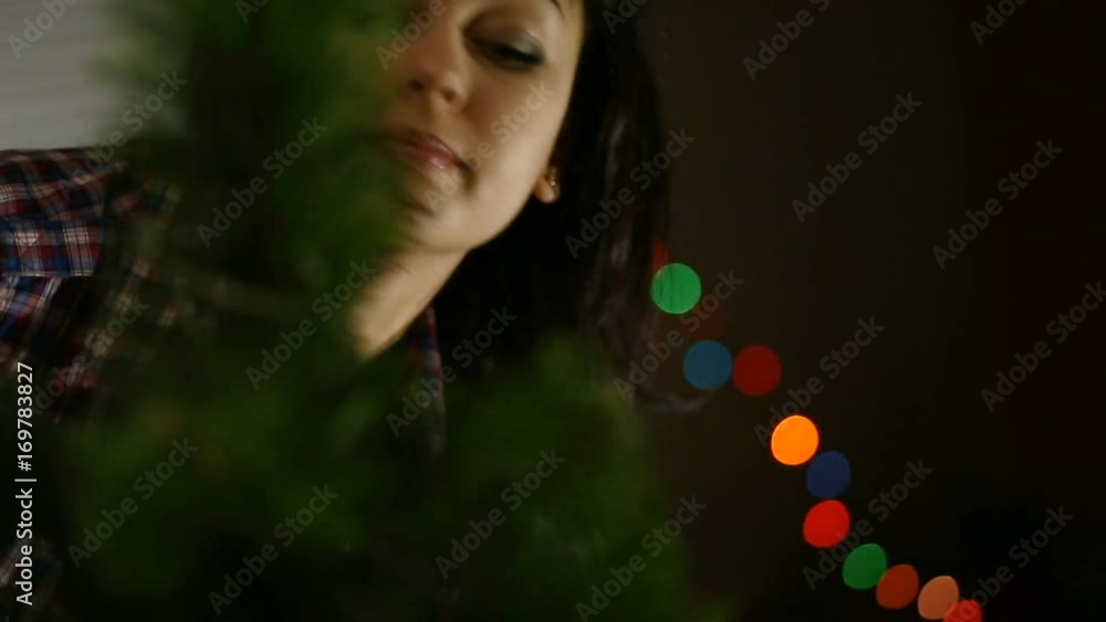 Woman Dresses Up Christmas Tree Woman Dresses Up Christmas Tree