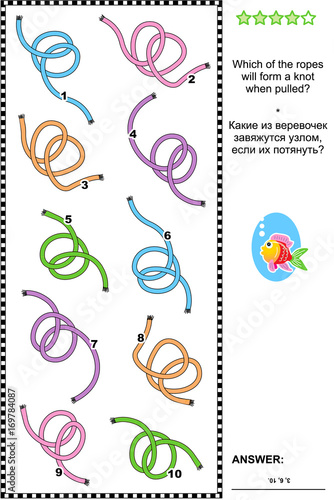 Visual puzzle: Which of the ropes will form a knot when pulled by the ends? Answer included.
