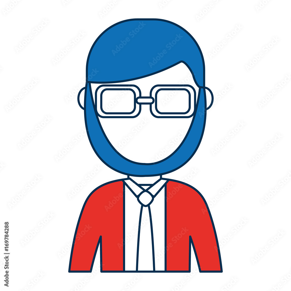 cartoon businessman icon over white background colorful design vector illustration