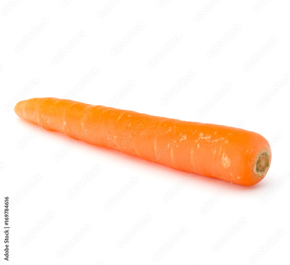 Sweet raw carrot tuber isolated on white background cutout Sweet raw carrot tuber isolated on white background cutout